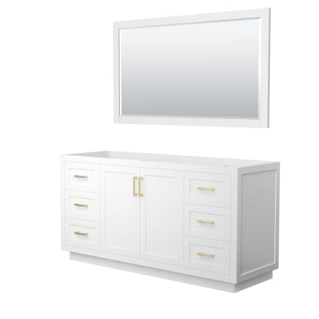 A large image of the Wyndham Collection WCF2929-66S-CX-M58 White / Brushed Gold Hardware