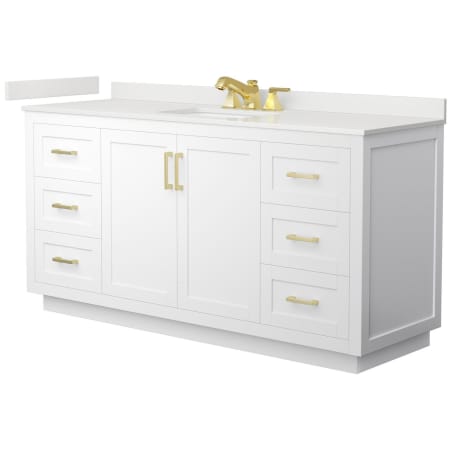 A large image of the Wyndham Collection WCF292966S-QTZ-US3MXX White / White Quartz Top / Brushed Gold Hardware