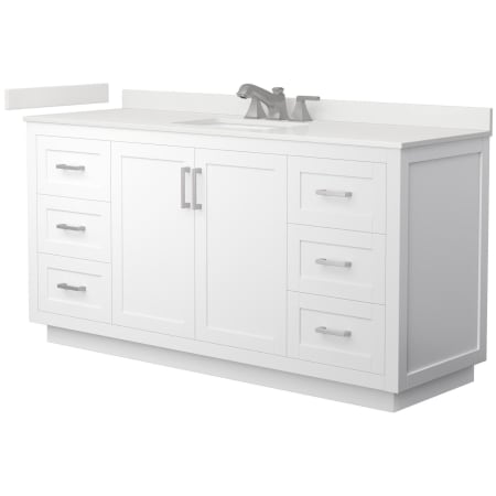 A large image of the Wyndham Collection WCF292966S-QTZ-US3MXX White / White Quartz Top / Brushed Nickel Hardware