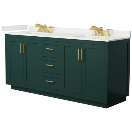 A large image of the Wyndham Collection WCF292972D-QTZ-US3MXX Green / White Quartz Top / Brushed Gold Hardware