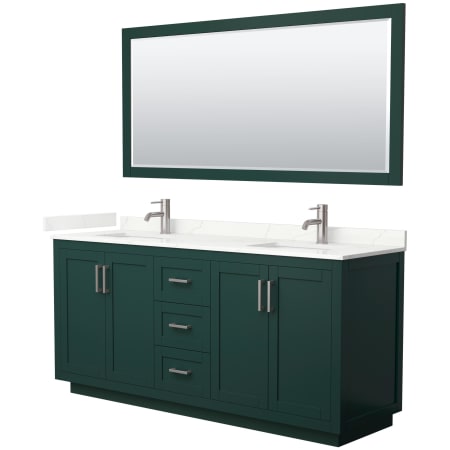 A large image of the Wyndham Collection WCF292972D-QTZ-UNSM70 Green / Giotto Quartz Top / Brushed Nickel Hardware