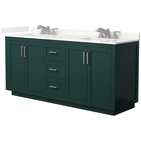 A large image of the Wyndham Collection WCF292972D-QTZ-US3MXX Green / Giotto Quartz Top / Brushed Nickel Hardware