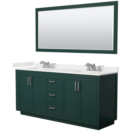 A large image of the Wyndham Collection WCF292972D-QTZ-US3M70 Green / White Quartz Top / Brushed Nickel Hardware