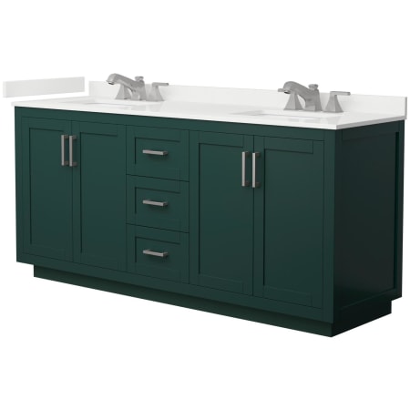 A large image of the Wyndham Collection WCF292972D-QTZ-US3MXX Green / White Quartz Top / Brushed Nickel Hardware