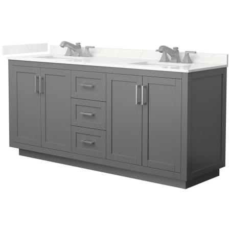 A large image of the Wyndham Collection WCF292972D-QTZ-US3MXX Dark Gray / Giotto Quartz Top / Brushed Nickel Hardware