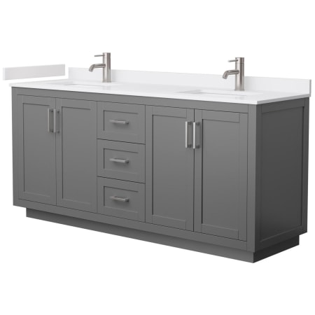 A large image of the Wyndham Collection WCF2929-72D-VCA-MXX Dark Gray / White Cultured Marble Top / Brushed Nickel Hardware