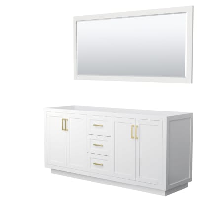 A large image of the Wyndham Collection WCF2929-72D-CX-M70 White / Brushed Gold Hardware