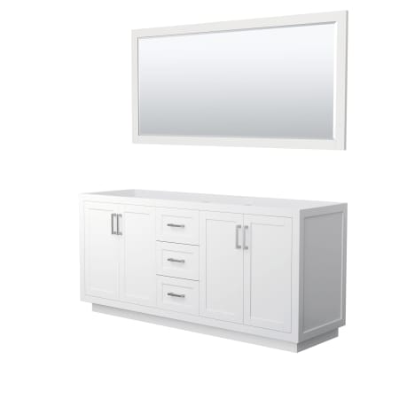 A large image of the Wyndham Collection WCF2929-72D-CX-M70 White / Brushed Nickel Hardware