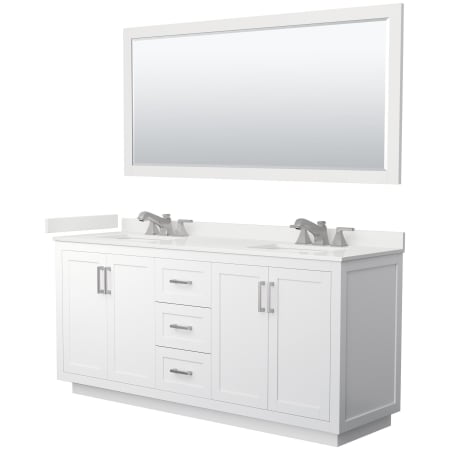 A large image of the Wyndham Collection WCF292972D-QTZ-US3M70 White / White Quartz Top / Brushed Nickel Hardware