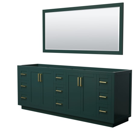 A large image of the Wyndham Collection WCF2929-84D-CX-M70 Green / Brushed Gold Hardware