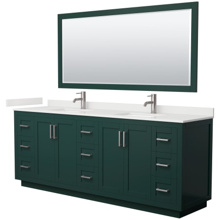 A large image of the Wyndham Collection WCF292984D-QTZ-UNSM70 Green / White Quartz Top / Brushed Nickel Hardware