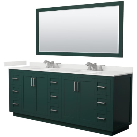 A large image of the Wyndham Collection WCF292984D-QTZ-US3M70 Green / White Quartz Top / Brushed Nickel Hardware