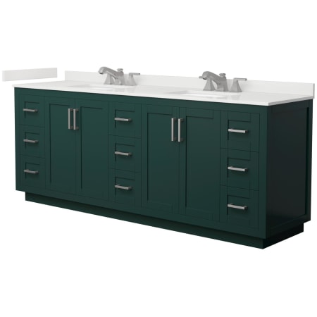 A large image of the Wyndham Collection WCF292984D-QTZ-US3MXX Green / White Quartz Top / Brushed Nickel Hardware