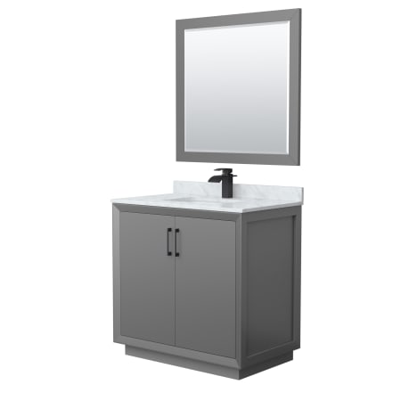 A large image of the Wyndham Collection WCF414136S-NAT-UNSM34 Dark Gray / Matte Black Hardware