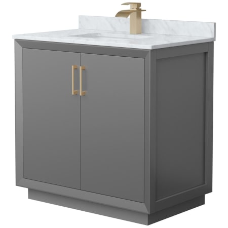 A large image of the Wyndham Collection WCF414136S-NAT-UNSMXX Dark Gray / Satin Bronze Hardware