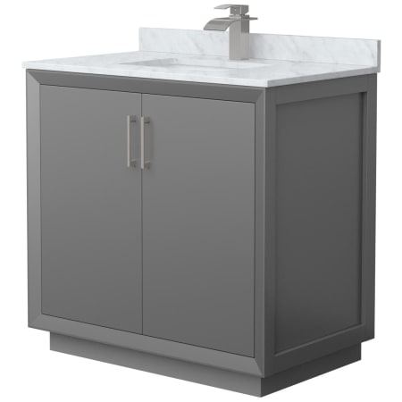 A large image of the Wyndham Collection WCF414136S-NAT-UNSMXX Dark Gray / Brushed Nickel Hardware