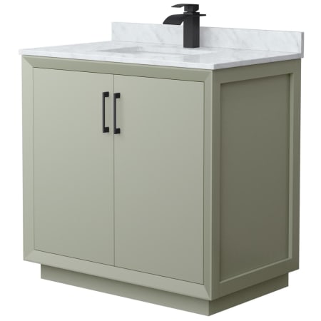 A large image of the Wyndham Collection WCF414136S-NAT-UNSMXX Light Green / Matte Black Hardware