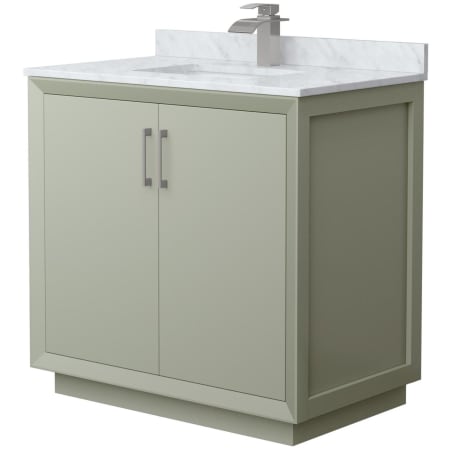 A large image of the Wyndham Collection WCF414136S-NAT-UNSMXX Light Green / Brushed Nickel Hardware