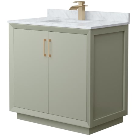 A large image of the Wyndham Collection WCF414136S-NAT-UNSMXX Light Green / Satin Bronze Hardware