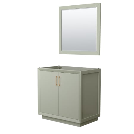 A large image of the Wyndham Collection WCF414136S-CXSXX-M34 Light Green / Satin Bronze Hardware