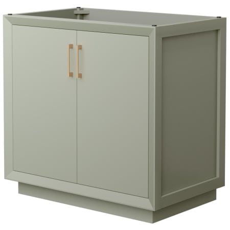 A large image of the Wyndham Collection WCF414136S-CXSXX-MXX Light Green / Satin Bronze Hardware