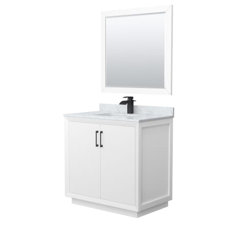 A large image of the Wyndham Collection WCF414136S-NAT-UNSM34 White / Matte Black Hardware