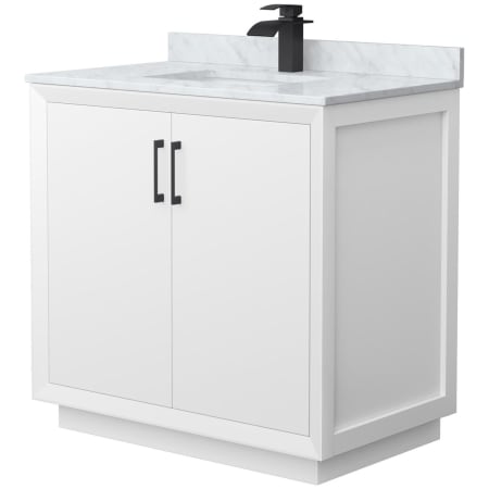 A large image of the Wyndham Collection WCF414136S-NAT-UNSMXX White / Matte Black Hardware