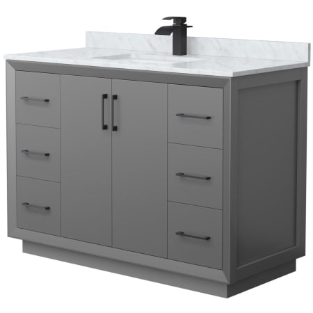 A large image of the Wyndham Collection WCF414148S-NAT-UNSMXX Dark Gray / Matte Black Hardware