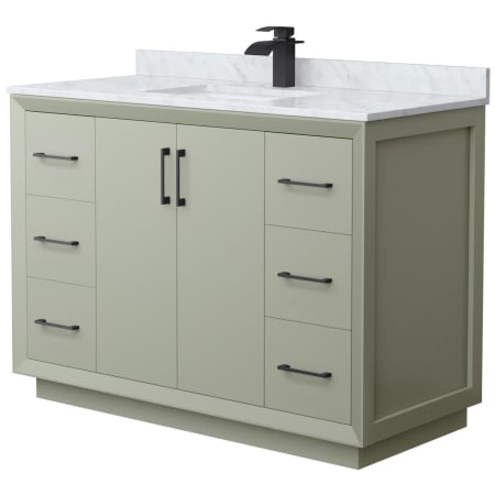 A large image of the Wyndham Collection WCF414148S-NAT-UNSMXX Light Green / Matte Black Hardware