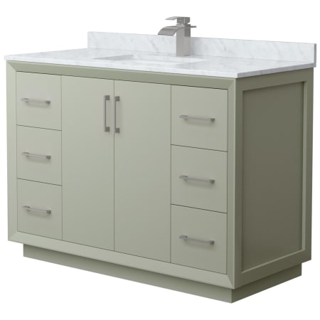 A large image of the Wyndham Collection WCF414148S-NAT-UNSMXX Light Green / Brushed Nickel Hardware