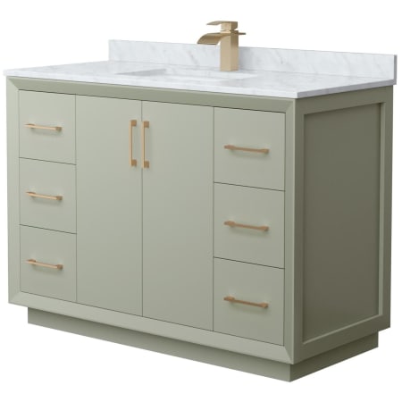 A large image of the Wyndham Collection WCF414148S-NAT-UNSMXX Light Green / Satin Bronze Hardware