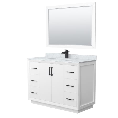 A large image of the Wyndham Collection WCF414148S-NAT-UNSM46 White / Matte Black Hardware