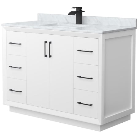 A large image of the Wyndham Collection WCF414148S-NAT-UNSMXX White / Matte Black Hardware