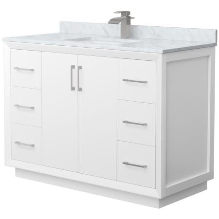 A large image of the Wyndham Collection WCF414148S-NAT-UNSMXX White / Brushed Nickel Hardware