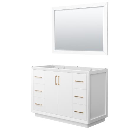 A large image of the Wyndham Collection WCF414148S-CXSXX-M46 White / Satin Bronze Hardware