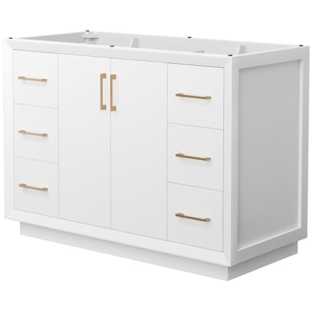 A large image of the Wyndham Collection WCF414148S-CXSXX-MXX White / Satin Bronze Hardware