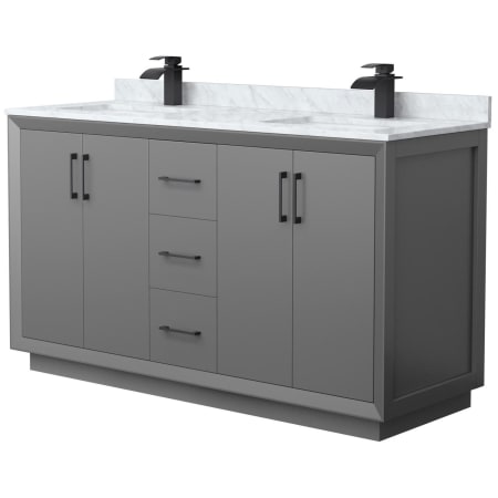 A large image of the Wyndham Collection WCF414160D-NAT-UNSMXX Dark Gray / Matte Black Hardware