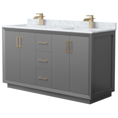 A large image of the Wyndham Collection WCF414160D-NAT-UNSMXX Dark Gray / Satin Bronze Hardware