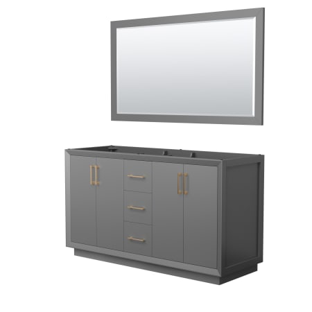 A large image of the Wyndham Collection WCF414160D-CXSXX-M58 Dark Gray / Satin Bronze Hardware