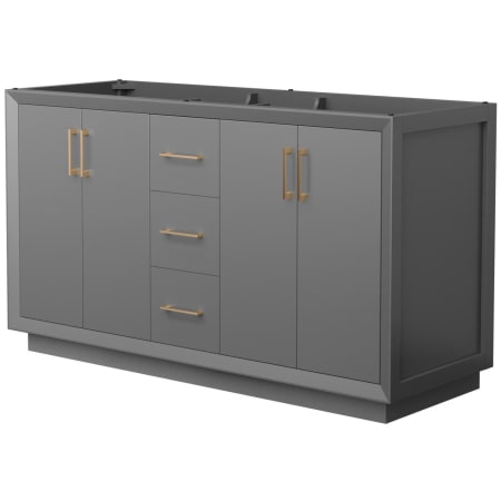 A large image of the Wyndham Collection WCF414160D-CXSXX-MXX Dark Gray / Satin Bronze Hardware