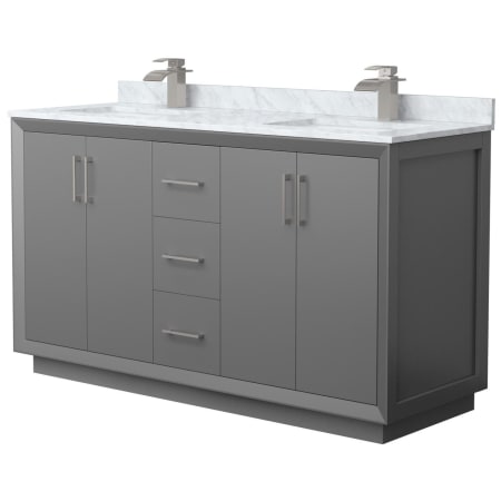 A large image of the Wyndham Collection WCF414160D-NAT-UNSMXX Dark Gray / Brushed Nickel Hardware