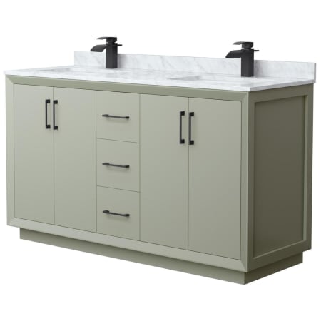 A large image of the Wyndham Collection WCF414160D-NAT-UNSMXX Light Green / Matte Black Hardware