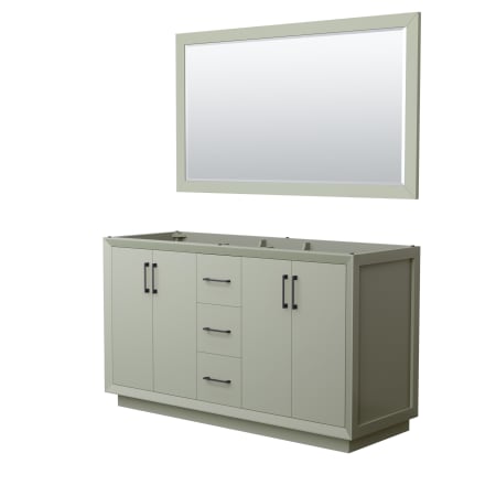 A large image of the Wyndham Collection WCF414160D-CXSXX-M58 Light Green / Matte Black Hardware