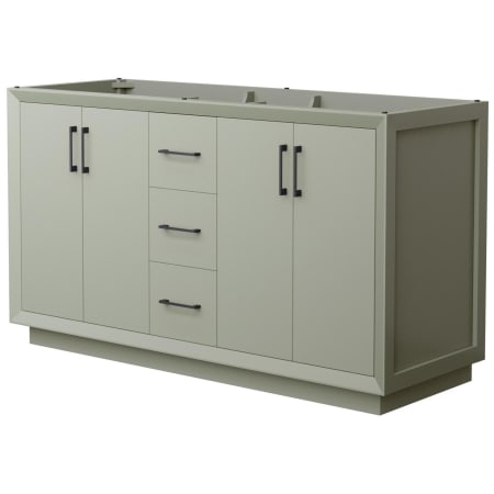 A large image of the Wyndham Collection WCF414160D-CXSXX-MXX Light Green / Matte Black Hardware