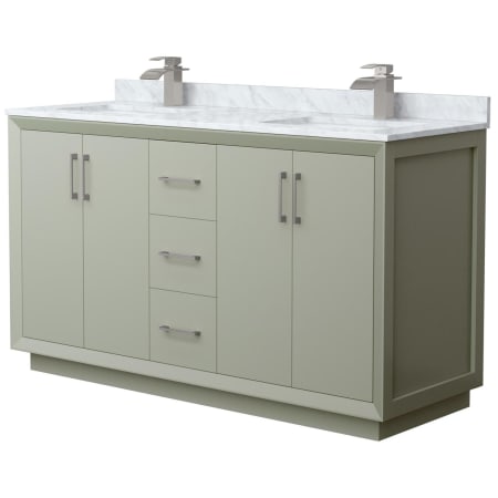 A large image of the Wyndham Collection WCF414160D-NAT-UNSMXX Light Green / Brushed Nickel Hardware
