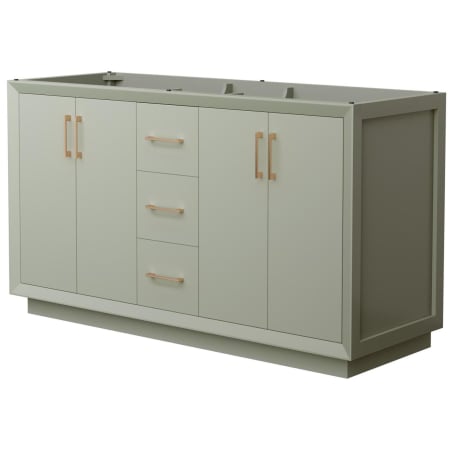 A large image of the Wyndham Collection WCF414160D-CXSXX-MXX Light Green / Satin Bronze Hardware