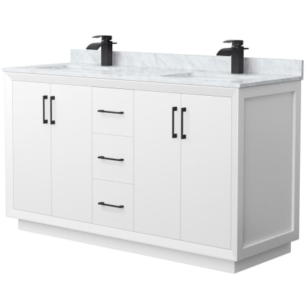 A large image of the Wyndham Collection WCF414160D-NAT-UNSMXX White / Matte Black Hardware