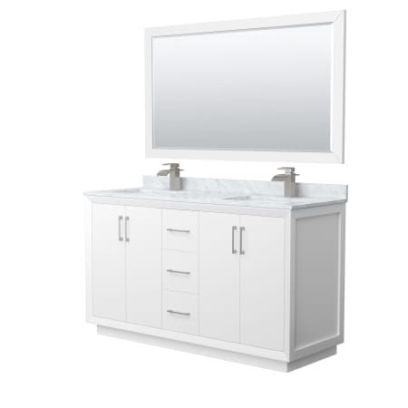 A large image of the Wyndham Collection WCF414160D-NAT-UNSM58 White / Brushed Nickel Hardware