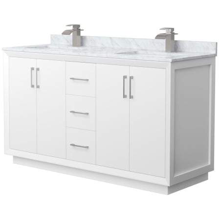 A large image of the Wyndham Collection WCF414160D-NAT-UNSMXX White / Brushed Nickel Hardware