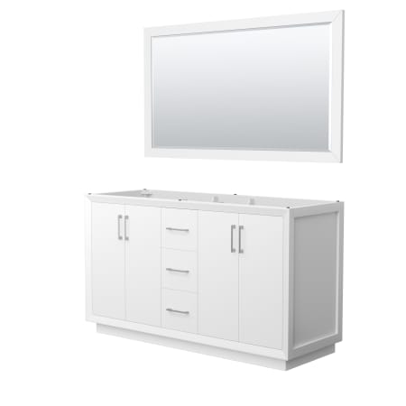 A large image of the Wyndham Collection WCF414160D-CXSXX-M58 White / Brushed Nickel Hardware